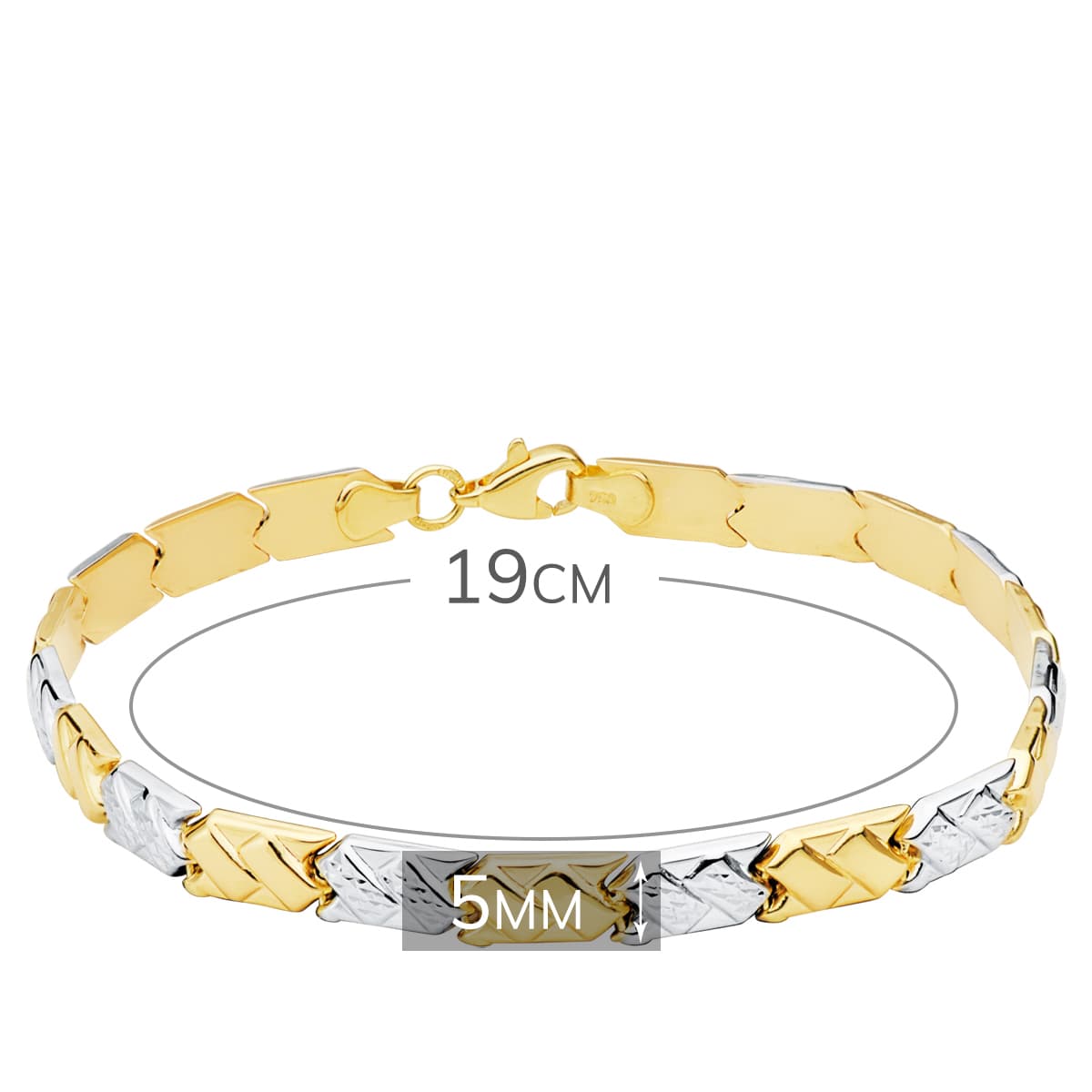 18K PULSERA BICOLOR ESTAMPACION 19 CM - Imagen 2