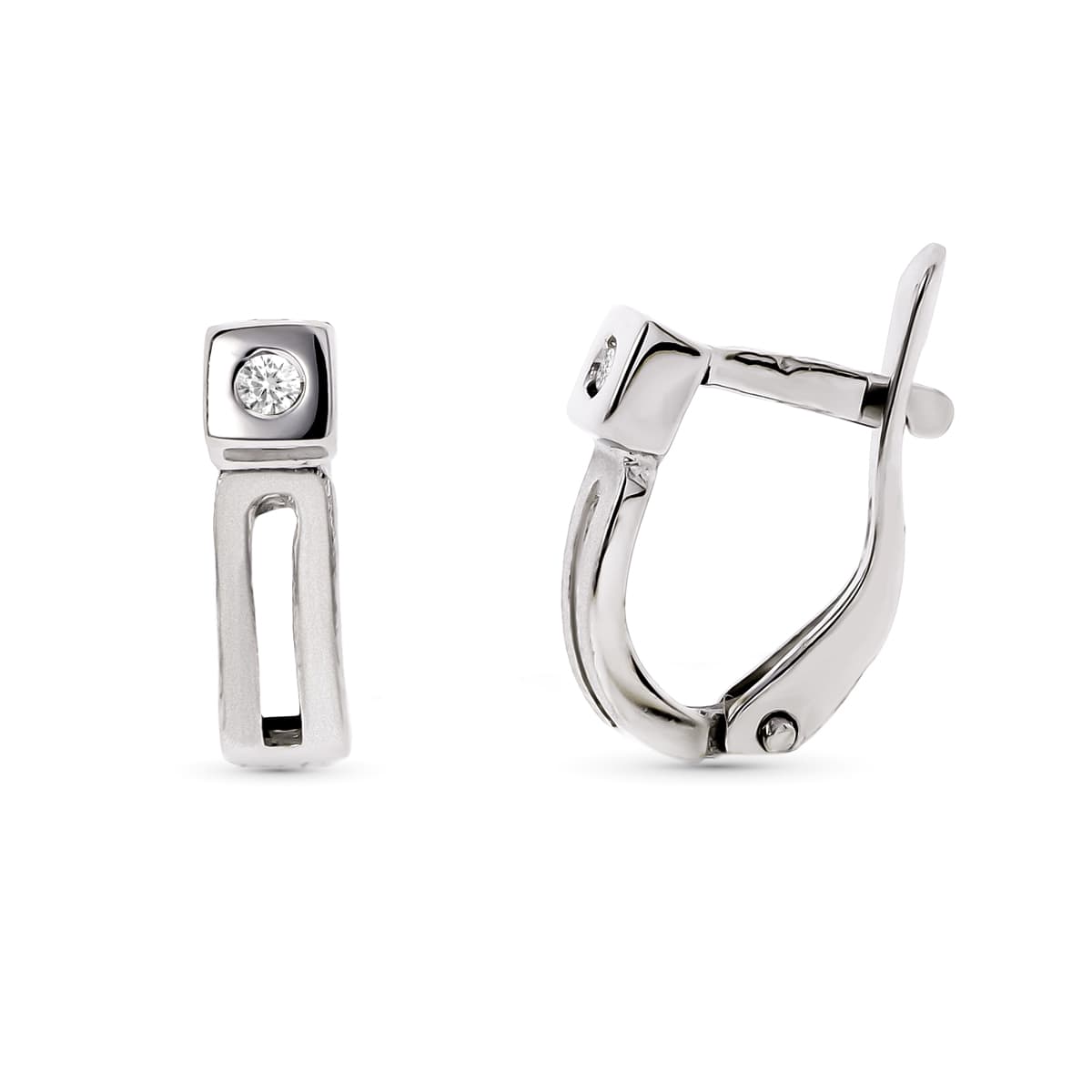 18K PENDIENTES ORO BLANCO CON DIAMANTES. CIERRE CATALAN