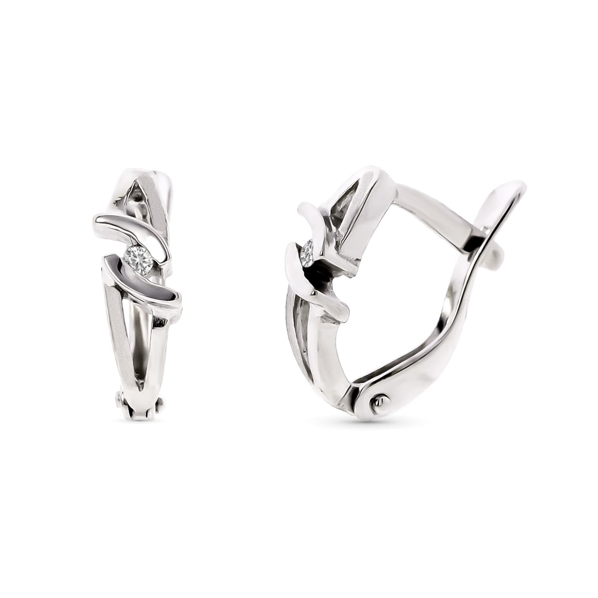 18K PENDIENTES ORO BLANCO CON DIAMANTES. CIERRE CATALAN