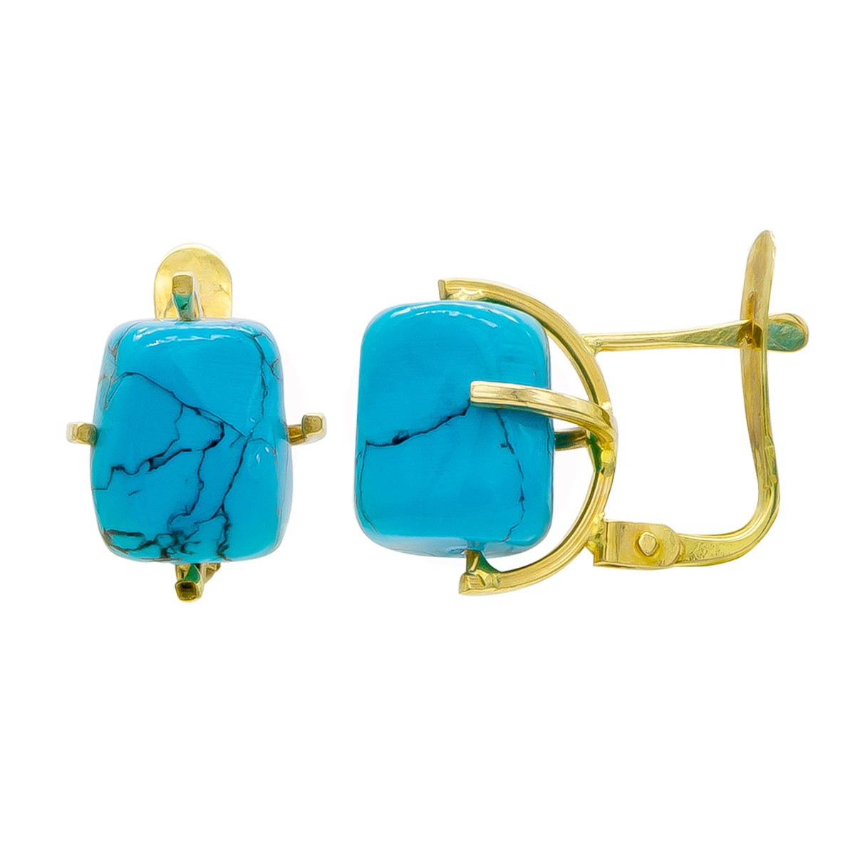 18K PENDIENTES ORO AMARILLO Y TURQUESA